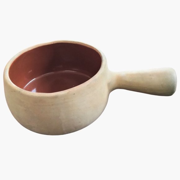 Clay Pot Cooking Bowl Primitive Handled Bowl Glazed Stoneware Vintage Crock - Picture 4 of 6